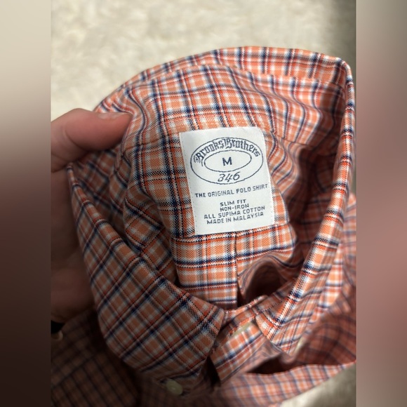 Brooks Brothers Button Down Shirt Mens Medium Plaid Cotton Long Sleeve - Picture 3 of 3
